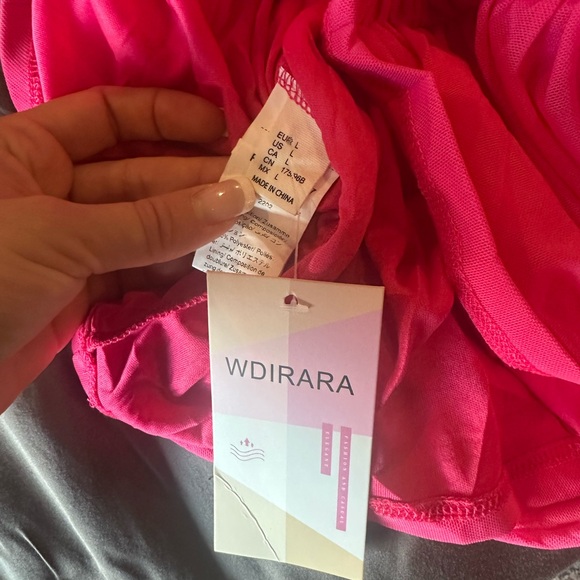 Hot Pink Off-Shoulder Ruffled Bodycon Dress - Picture 2 of 3